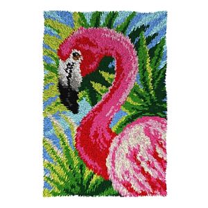 Tapis au point noué "flamant rose", 50 x 74,5 cm