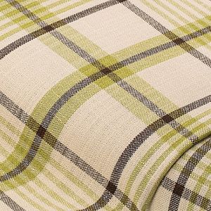 Tissu de d&eacute;coration, aspect lin "carreau", &eacute;cru naturel/vert
