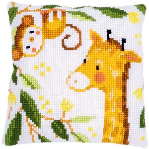 Coussin point de croix "singe et girafe"