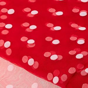 Tissu tulle fin "pois", rouge/blanc
