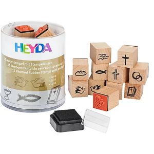 Heyda Lot de tampons "motifs r&eacute;ligieux", 1,5 cm, 15 pi&egrave;ces