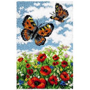 Tapis au point noué "papillons", 50 x 74, 5 cm