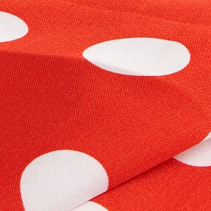 Tissu satin "pois", rouge/blanc