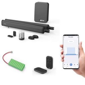 Motorisation connect&eacute;e &agrave; v&eacute;rins pour portail &agrave; battants - Teha Connect + batterie de secours + 2 t&eacute;l&eacute;commandes supp.