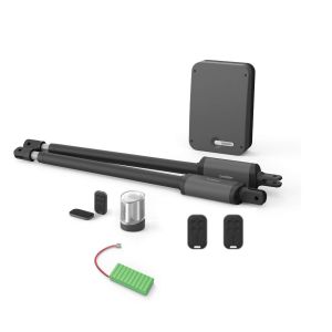 Motorisation t&eacute;lescopique pour portail &agrave; battants Styrka 310 + 2 t&eacute;l&eacute;commandes sup. + 1 batterie de secours - Avidsen