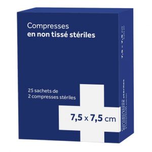 3m - Compresses En Non Tiss&eacute;s St&eacute;riles - 7,5x7,5cm, 25 Sachets De 2 Compresses - Bandes & Pansements