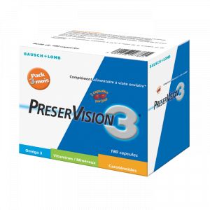 Bausch + Lomb - Preservision 3 - Complément Alimentaire À Visée Oculaire Pack 3 Mois, 180 Capsules - Compléments Alimentaires