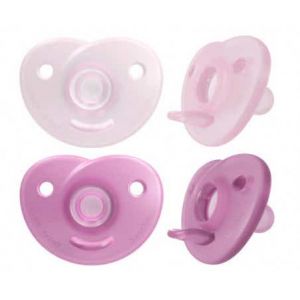 Avent - Soothie - Sucettes Orthodontiques - Rose - De 0 &Agrave; 6 Mois, 2 Sucettes - Pu&eacute;riculture