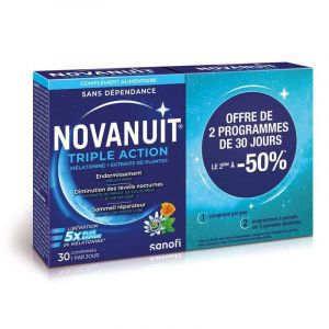 Sanofi - Novanuit&reg; Triple Action - Sommeil, 2x30 Comprim&eacute;s - Compl&eacute;ments Alimentaires