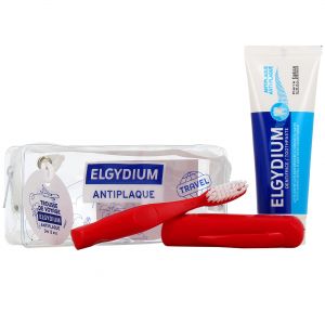 Elgydium - Trousse - Anti-plaque - Dentifrice Anti-plaque 50ml + Brosse À Dents - Brosses À Dents