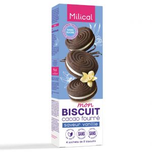 Milical - Biscuits Cacao Fourr&eacute;s - Saveur Vanille, 4 Sachets De 2 Biscuits - Compl&eacute;ments Alimentaires