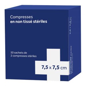 3m - Compresses En Non Tiss&eacute;s St&eacute;riles - 7,5x7,5cm, 50 Sachets De 2 Compresses - Bandes & Pansements