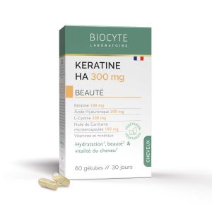 Biocyte - Capillaire - Keratine Ha 300 Mg, 60 Gélules - Complément Alimentaire Cheveux