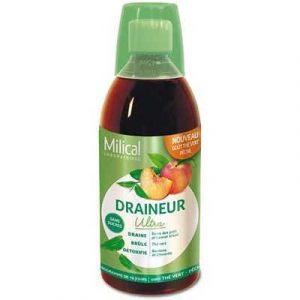 Milical - Draineur Ultra - Go&ucirc;t Th&eacute; Vert P&ecirc;che, 500ml - Compl&eacute;ments Alimentaires