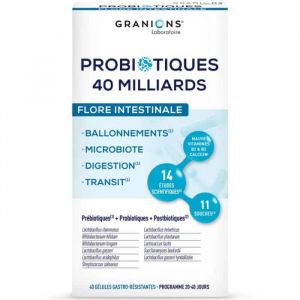 Laboratoire Des Granions - Probiotiques - Flore Intestinale, 40 G&eacute;lules - Compl&eacute;ments Alimentaires