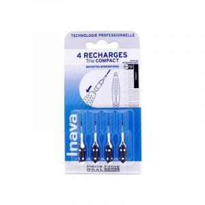Inava - Trio Compact - Recharges De Brossettes Interdentaires Espaces Etroits 0.6mm Noir, 4 Unit&eacute;s - Hygi&egrave;ne Bucco-dentaire