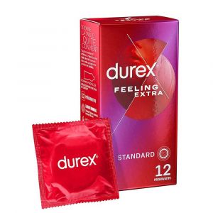 Durex - Feeling Extra - Préservatifs Fins Extra Lubrifiés, 12 Unités - Sexualité