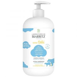 Laboratoires De Biarritz - Soin Bébé - Gel Lavant Surgras Parfum Douceur Bio - Corps Et Cheveux - Peaux Fragiles, 500ml - Douche, Savons & Bain Bio