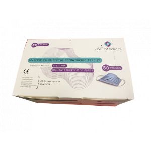Jse Medical - Masque Chirurgical P&eacute;diatrique Type 2r - De 8 &Agrave; 15 Ans, 50 Pi&egrave;ces - Masques Et Visi&egrave;re De Protection