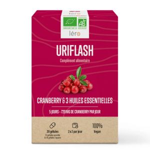 L&eacute;ro - Uriflash - Cranberry & 3 Huiles Essentielles, 20 G&eacute;lules - Compl&eacute;ments Alimentaires
