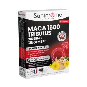 Santarome - Maca 1500 Tribulus - Tonus Sexuel, 30 Comprimés - Compléments Alimentaires