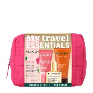 Nuxe - Trousse - Mes Essentiels Voyage - Very Rose Eau Micellaire 50ml + Prodigieuse [hyalu] Boost Le Gel-cr&egrave;me 15ml + Huile Prodigieuse 10ml + R&ecirc;ve De Miel Gel Lavant Surgras 30ml - Nettoyant & D&eacute;maquillant