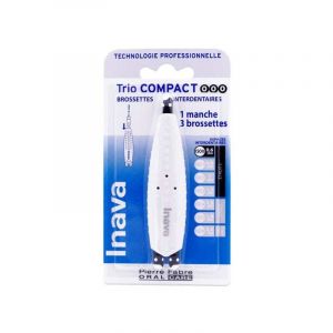 Inava - Trio Compact 0/0/0 - Brossettes Interdentaires Espaces Etroits 0.6 Mm Noir, 1 Manche + 3 Brossettes - Hygi&egrave;ne Bucco-dentaire