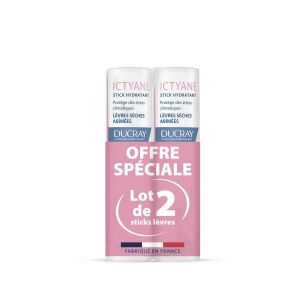 Ducray - Ictyane - Stick L&egrave;vres Hydratant - L&egrave;vres S&egrave;ches Et Ab&icirc;m&eacute;es, 2x3g - Soin Des L&egrave;vres