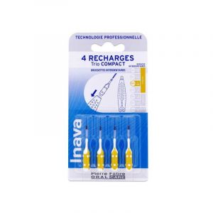 Inava - Trio Compact - Recharges De Brossettes Interdentaires Espaces Etroits 1mm Jaune, 4 Unit&eacute;s - Hygi&egrave;ne Bucco-dentaire