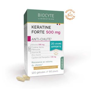 Biocyte - Capillaire - Keratine Forte Anti-chute, 120 Gélules - Complément Alimentaire Cheveux