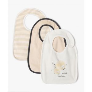 Bavoirs en éponge grand format bébé (lot de 3) - TU - ecru - GEMO