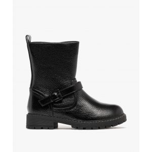 Bottines esprit biker en matière brillante fille - Lovely Wings - 32 - noir vif - LOVELY WINGS