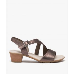 Sandales femme confort à petit talon carré et brides pailletées - GEMO