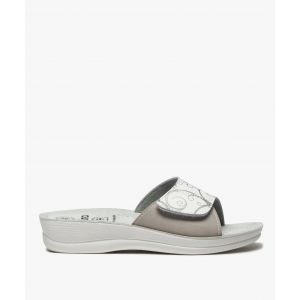 Mules femme confort avec bandeau à scratch ajustable et à motifs - 38 - blanc standard - G'FLEX