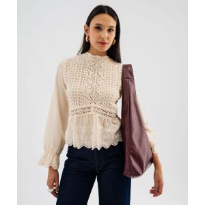 Pull effet 2-en-1 à manches chemise femme - GEMO