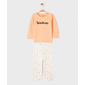 Pyjama 2 pi&egrave;ces bicolore en coton b&eacute;b&eacute; fille - 12M - orange - GEMO