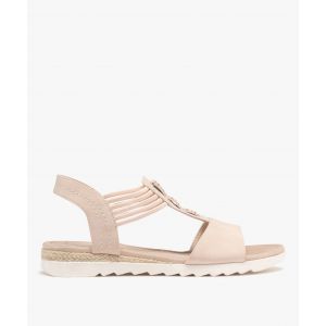 Sandales à petit talon compensé et brides élastiques femme - 41 - rose clair - VALENTINA BALDA