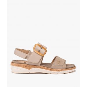 Sandales femme confort avec large bride cheville à boucle et semelle épaisse - 39 - beige standard - GEMO