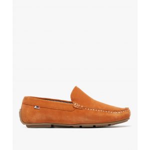 Mocassin dessus cuir velours semelle souple homme - Tan&eacute;o - 41 - orange fonce - TANEO