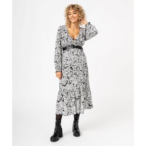 Robe de grossesse empire longue et fluide col cache-cœur - 44 - imprime bicolore - GEMO