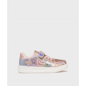 Baskets &agrave; scratch &agrave; paillettes et strass fille - Lovely Wings - 26 - rose clair - LOVELY WINGS