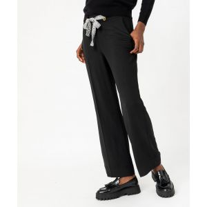 Pantalon fluide coupe large avec ceinture à nouer femme - 40 - noir standard - GEMO