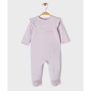 Pyjama en coton avec volants sur les &eacute;paules b&eacute;b&eacute; fille - 24M - violet clair - GEMO