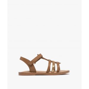 Sandales en cuir multibrides fille - 28 - marron vif - GEMO
