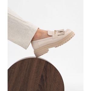 Mocassins chunky à semelle crantée et pampilles femme - 5 Miles - 36 - beige standard - 5 MILES