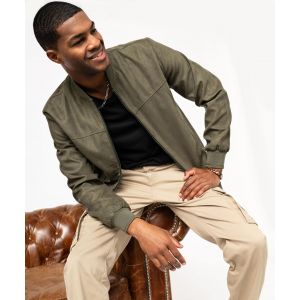 Blouson uni toucher peau de p&ecirc;che homme - GEMO