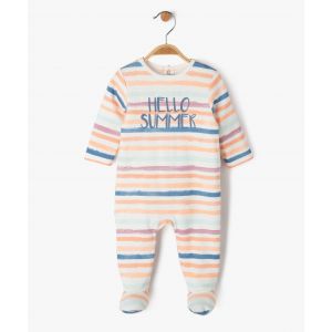 Pyjama dors-bien en coton à rayures bébé garçon - 3M - orange - GEMO