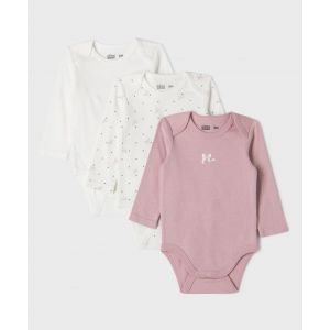 Body manches longues avec motifs noeuds b&eacute;b&eacute; fille (lot de 3) - 18M - violet clair - GEMO