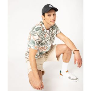 Chemise manches courtes imprimée feuillage en viscose/lin homme - GEMO