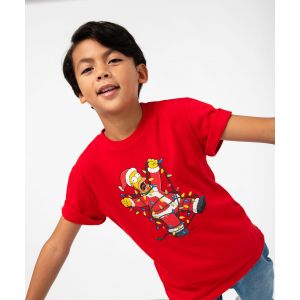 Tee-shirt à manches courtes spécial Noël garçon - The Simpsons - 16A - rouge standard - SIMPSONS